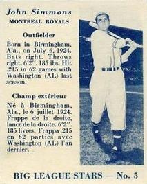 1950 Big League Stars (V362) #5 John Simmons Front