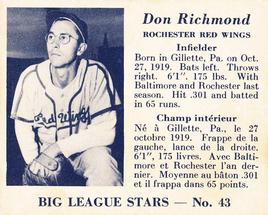 1950 Big League Stars (V362) #43 Don Richmond Front