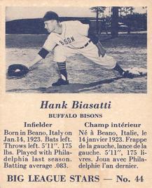 1950 Big League Stars (V362) #44 Hank Biasatti Front