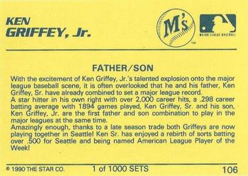 1990 Star Platinum #106 Ken Griffey Jr. Back