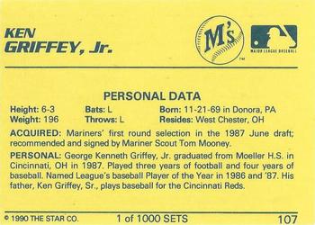 1990 Star Platinum #107 Ken Griffey Jr. Back