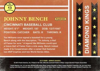 2015 Donruss - All-Time Diamond Kings Press Proofs Silver #13 Johnny Bench Back
