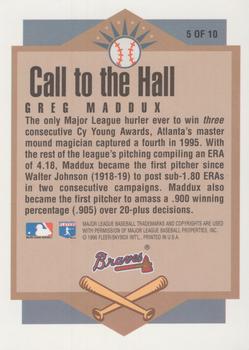 1996 Ultra - Call to the Hall Gold Medallion #5 Greg Maddux Back