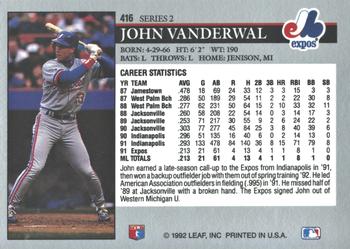 2014 Leaf Best of Baseball - Leaf Memories 1992 Buyback Red #416 John Vanderwal Back