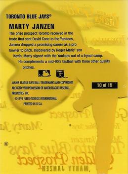 1996 Ultra - Golden Prospects (Series Two) #10 Marty Janzen Back