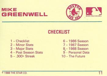 1989 Star Platinum #11 Mike Greenwell Back