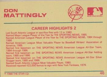 1989 Star Platinum #46 Don Mattingly Back