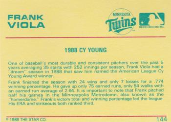 1989 Star Platinum #144 Frank Viola Back