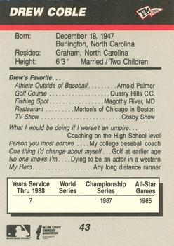 1989 T&M Sports Umpires #43 Drew Coble Back