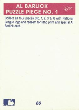 1990 T&M Sports Umpires #66 Al Barlick Puzzle Piece 1 Back