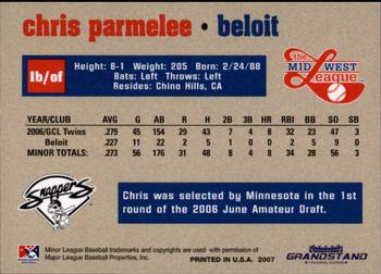 2007 Grandstand Midwest League Top Prospects #NNO Chris Parmelee Back
