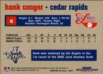 2007 Grandstand Midwest League Top Prospects #NNO Hank Conger Back