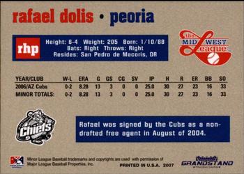2007 Grandstand Midwest League Top Prospects #NNO Rafael Dolis Back