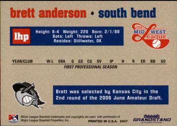2007 Grandstand Midwest League Top Prospects #NNO Brett Anderson Back