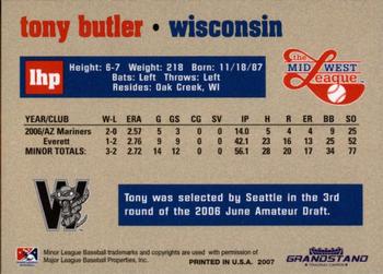 2007 Grandstand Midwest League Top Prospects #NNO Tony Butler Back