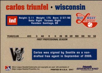 2007 Grandstand Midwest League Top Prospects #NNO Carlos Triunfel Back
