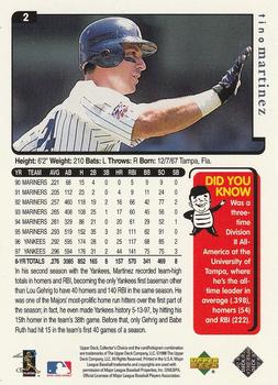 1998 Collector's Choice New York Yankees #2 Tino Martinez Back