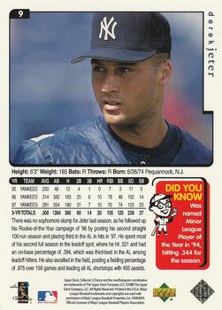 1998 Collector's Choice New York Yankees #9 Derek Jeter Back