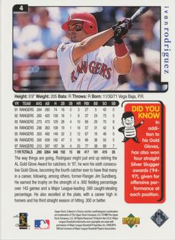 1998 Collector's Choice Texas Rangers #4 Ivan Rodriguez Back