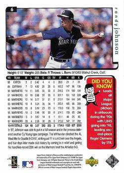 1998 Collector's Choice Seattle Mariners #6 Randy Johnson Back