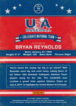 2015 Donruss - USA Collegiate National Team #16 Bryan Reynolds Back