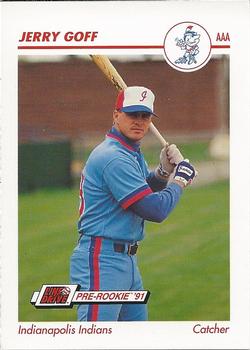 1991 Line Drive AAA Indianapolis Indians Ad Backs #184 Jerry Goff Front