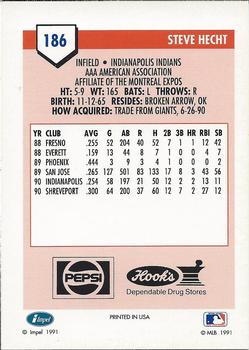 1991 Line Drive AAA Indianapolis Indians Ad Backs #186 Steve Hecht Back