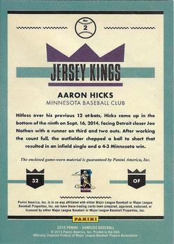 2015 Donruss - Jersey Kings #2 Aaron Hicks Back