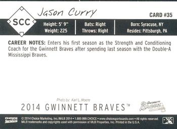 2014 Choice Gwinnett Braves #35 Jason Curry Back