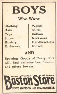 1917 Boston Store (H801-8) #147 Babe Ruth Back