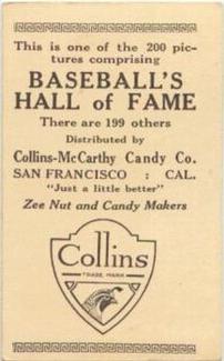 1917 Collins-McCarthy (E135) #19 George H. Burns Back