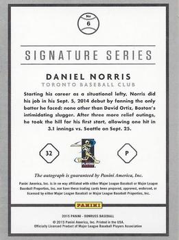 2015 Donruss - Signature Series #6 Daniel Norris Back