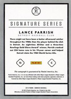 2015 Donruss - Signature Series #91 Lance Parrish Back