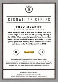 2015 Donruss - Signature Series Blue #87 Fred McGriff Back