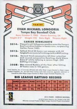 2015 Donruss - Inaugural 1981 Edition Press Proof Platinum #209 Evan Longoria Back