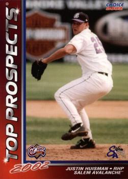 2002 Choice Carolina League Top Prospects #21 Justin Huisman Front