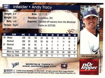 2002 Choice Norfolk Tides #30 Andy Tracy Back