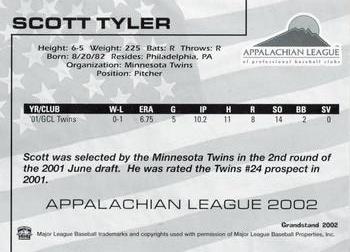 2002 Grandstand Appalachian League Top Prospects #NNO Scott Tyler Back