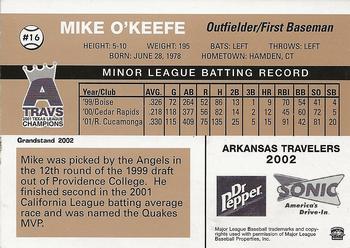 2002 Grandstand Arkansas Travelers #NNO Mike O'Keefe Back