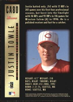 1997 Bowman - Certified Autographs Gold Ink #CA80 Justin Towle Back