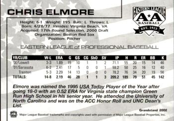 2002 Grandstand Eastern League Top Prospects #NNO Chris Elmore Back