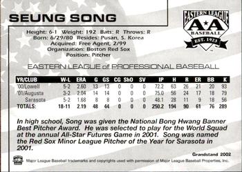 2002 Grandstand Eastern League Top Prospects #NNO Seung Song Back