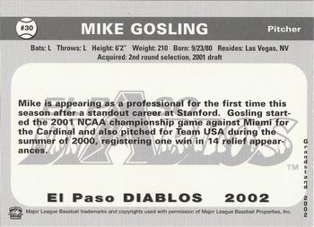 2002 Grandstand El Paso Diablos #NNO Mike Gosling Back