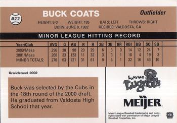 2002 Grandstand Lansing Lugnuts #NNO Buck Coats Back
