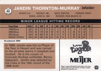 2002 Grandstand Lansing Lugnuts #NNO Jandin Thornton-Murray Back
