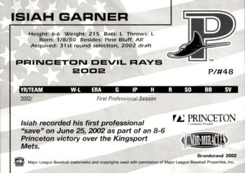 2002 Grandstand Princeton Devil Rays #9 Isiah Garner Back