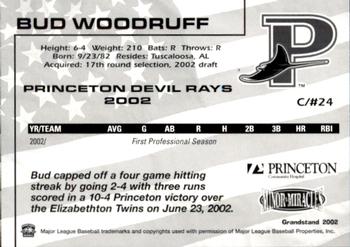 2002 Grandstand Princeton Devil Rays #28 Bud Woodruff Back