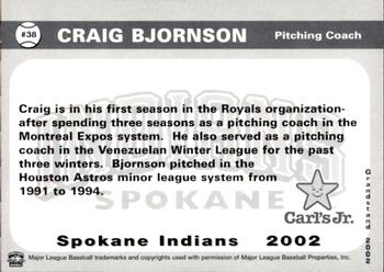 2002 Grandstand Spokane Indians #38 Craig Bjornson Back