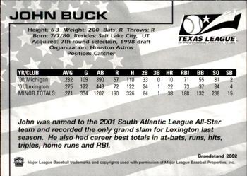 2002 Grandstand Texas League Top Prospects #NNO John Buck Back
