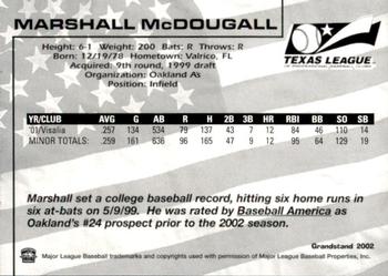 2002 Grandstand Texas League Top Prospects #NNO Marshall McDougall Back